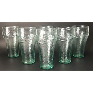 6 Coca Cola Coke Drinking Glasses Textured